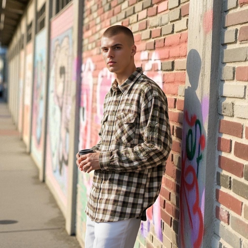 Coogi Multicolor Plaid Embroidered Y2k Style Button Down Long‎ Sleeve Shirt 5xl